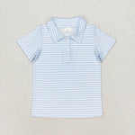 BT0653 Sky Blue Stripe Boy Polo Shirt Top