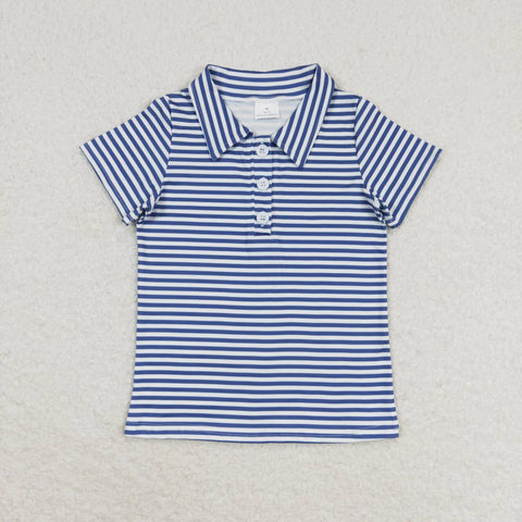 BT0654 Blue Stripe Boy Polo Shirt Top