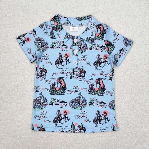 BT0661 Cactus Blue Boy Polo Shirt Top