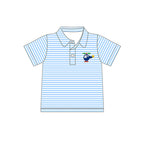 Custom MOQ 3 pcs BT0688 Airplane Blue Stripe Boy Polo Shirt Top