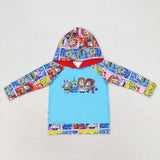 BT0715 Cartoon Blue Dog Hoodie Kids Pullover Top