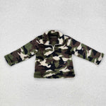 BT0737 Camo Plush Pullover Zip Kids Coat