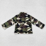 BT0737 Camo Plush Pullover Zip Kids Coat