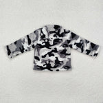 BT0744 Camo Grey Plush Pullover Zip Kids Coat