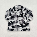 BT0744 Camo Grey Plush Pullover Zip Kids Coat