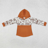 BT0750 Wildflowers Cowboy Horse Cactus Hoodie Kids Pullover Top