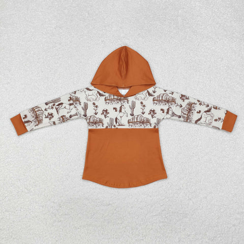 BT0750 Wildflowers Cowboy Horse Cactus Hoodie Kids Pullover Top