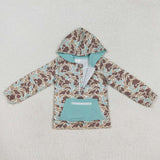 BT0751 Camo Green Zip Hoodie Kids Pullover Top