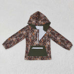 BT0756 Hunting Camo Zip Hoodie Kids Pullover Top