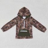 BT0756 Hunting Camo Zip Hoodie Kids Pullover Top