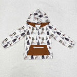 BT0758 Forest Deer Brown Boy Zip Hoodie Kids Pullover Top