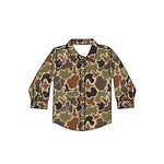 BT0761 Mallard Camo Boy Buttons Kids Shirt Top