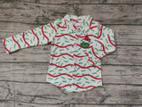 BT0769 Christmas Green Animal Boy Buttons Kids Shirt Top