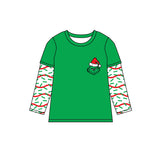 BT0770 Christmas Green Animal Boy's Kids Shirt Top