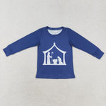 BT0774 Jesus Pray Blue Boy's Kids Shirt Top