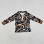 BT0810 Camo Brown Kids Boys Zip Pullover
