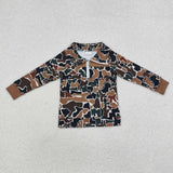 BT0810 Camo Brown Kids Boys Zip Pullover