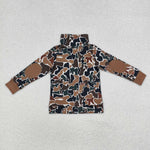 BT0810 Camo Brown Kids Boys Zip Pullover