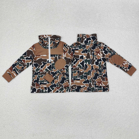 BT0810 Camo Brown Kids Boys Zip Pullover