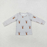 BT0858 Embroidery Hunting Elk 2 pcs set Kids Boy Zipper Vest Top