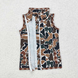 BT0857 Hunting Camo 2 pcs set Kids Boy Zipper Vest Top