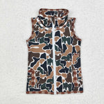 BT0857 Hunting Camo 2 pcs set Kids Boy Zipper Vest Top