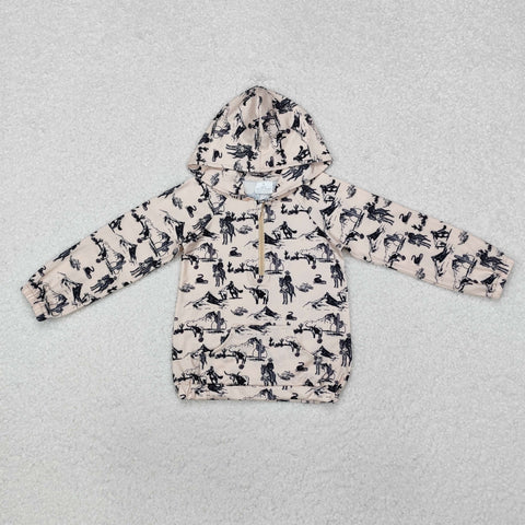 BT0874 Western Cowboy Hoodie Kids Pullover