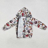 BT0889 Cartoon Cars Hoodie Kids Coat