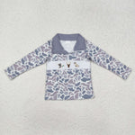 BT0904 Embroidery Hunting Mallard Elk Dog Camo Kids Boy Zip Pullover