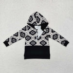 BT0907 Western Pattern Hoodie Kids Boy Zip Pullover