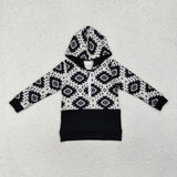 BT0907 Western Pattern Hoodie Kids Boy Zip Pullover