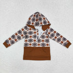 BT0908 Western Pattern Hoodie Kids Boy Zip Pullover