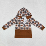 BT0908 Western Pattern Hoodie Kids Boy Zip Pullover