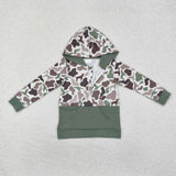 BT0914 Hunting Camo Dog Hoodie Kids Boy Zip Pullover