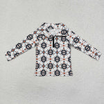 BT0937 Western Pattern Kids Zip Pullover