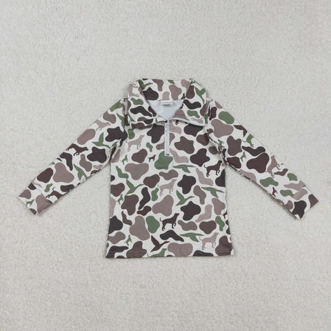 BT0955 Hunting Mallard Dog Camo Kids Zip Pullover