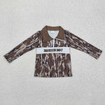 BT0971 Embroidery MAMA'S BOY Camo Kids Zip Pullover