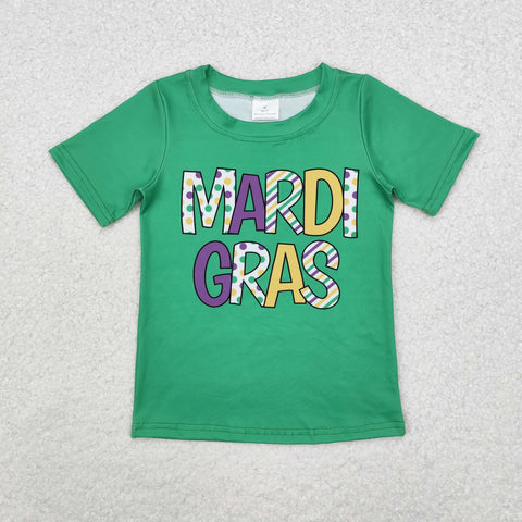 BT0995 MARDI GRAS Green Kids Boy Shirt Top