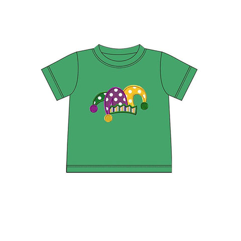 Preorder Notice BT0996 MARDI GRAS Hat Green Kids Boy Shirt Top