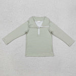 BT1005 Green Stripe Kids Zip Pullover