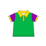 Preorder Notice BT1030 Mardi Gras Green Purple Polo Kids Boy Shirt Top