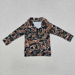 BT1038 Hunting Camo Zipper Kids Boys Pullover