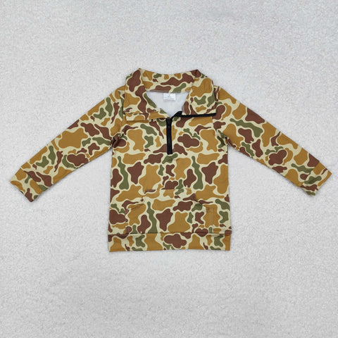 BT1039 Hunting Camo Zipper Kids Boys Pullover