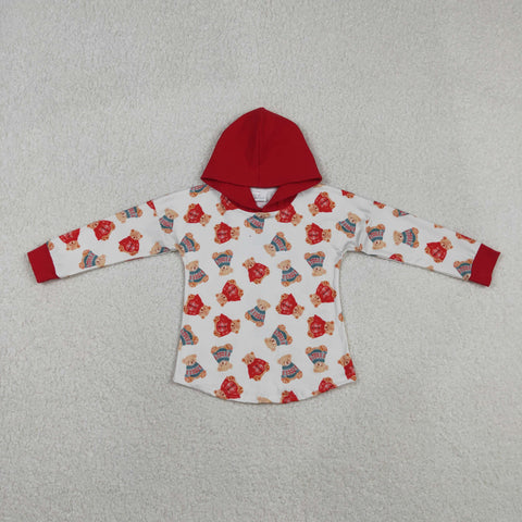 BT1056 Bear Cute Red Hoodie Kids Boy Pullover