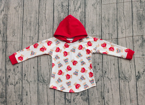 Preorder Samples BT1056 Bear Cute Red Hoodie Kids Boy Pullover