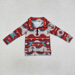 BT1065 Western Skull Bull Zipper Kids Boys Pullover