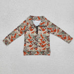 BT1069 Skull Bulls Camo Zipper Kids Boys Pullover