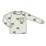 Preorder BT1070 Mallard Ducks Green Stripe Kids Boys Shirt Top