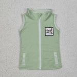 BT1071 Embroidery Mallard Ducks Green Kids Zipper Vest Top