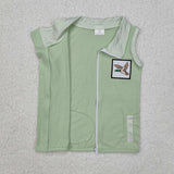 BT1071 Embroidery Mallard Ducks Green Kids Zipper Vest Top